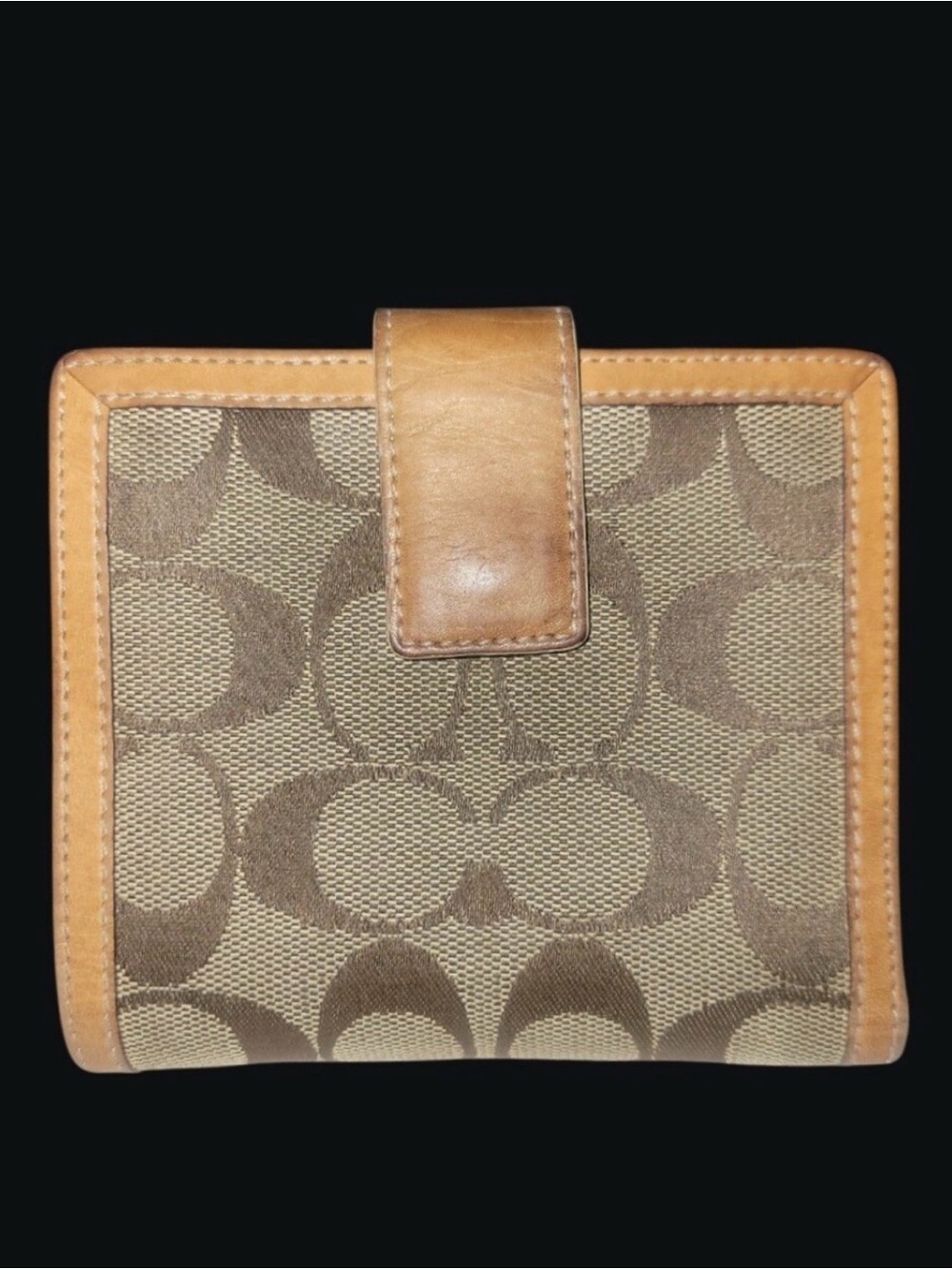 Coach vintage Brown & Tan Signature Fold Wallet - Picture 2 of 9